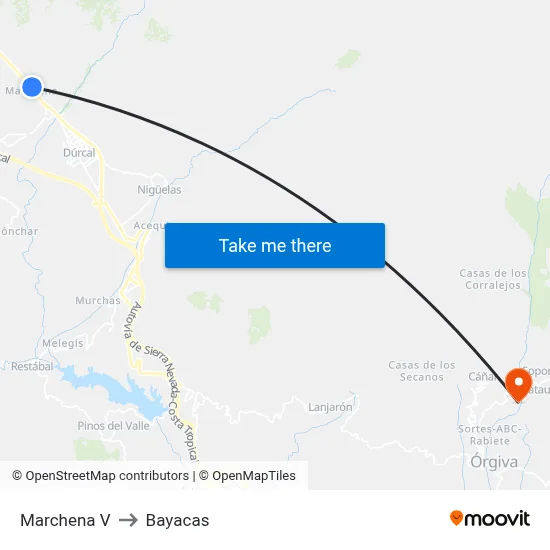 Marchena V to Bayacas map