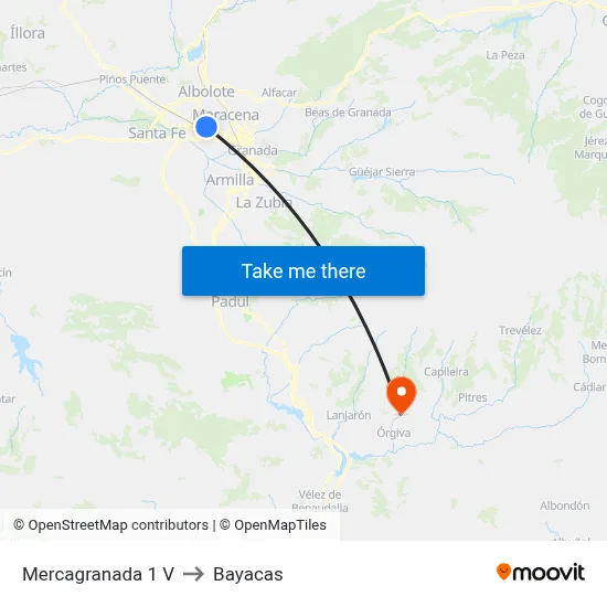 Mercagranada 1 V to Bayacas map