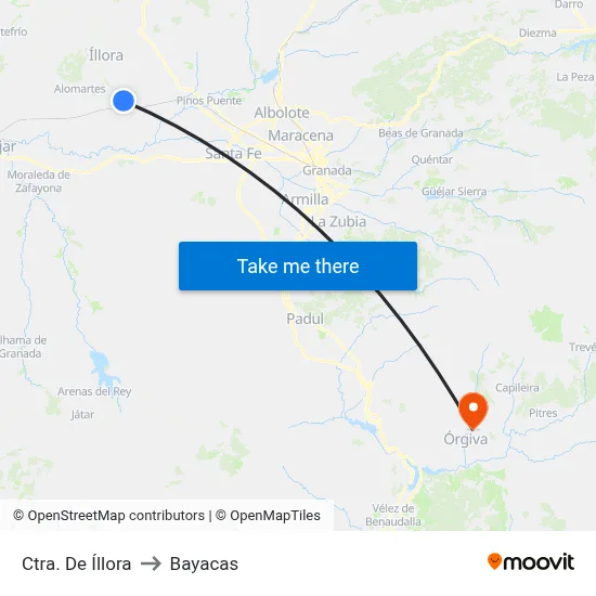 Ctra. De Íllora to Bayacas map