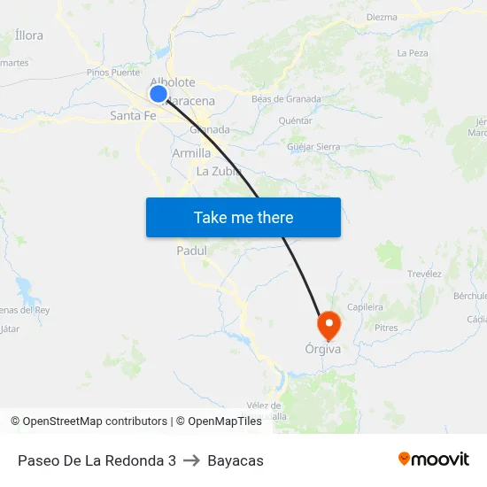 Paseo De La Redonda 3 to Bayacas map