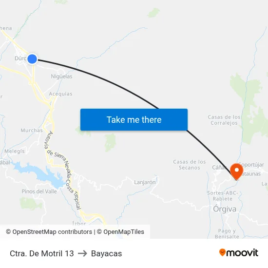 Ctra. De Motril 13 to Bayacas map