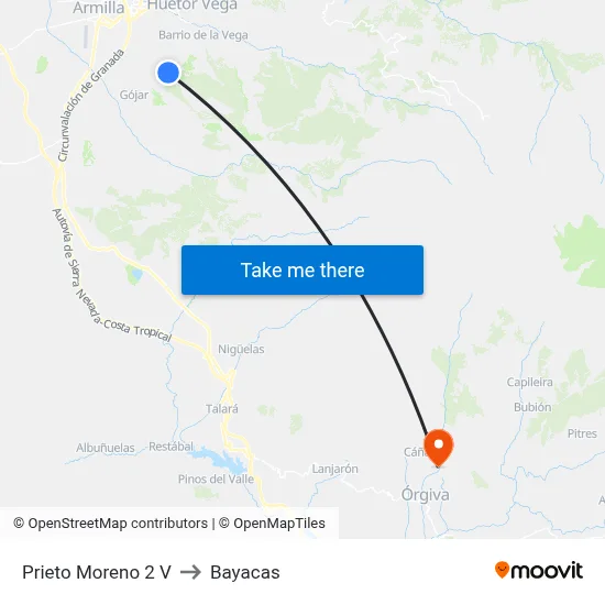 Prieto Moreno 2 V to Bayacas map