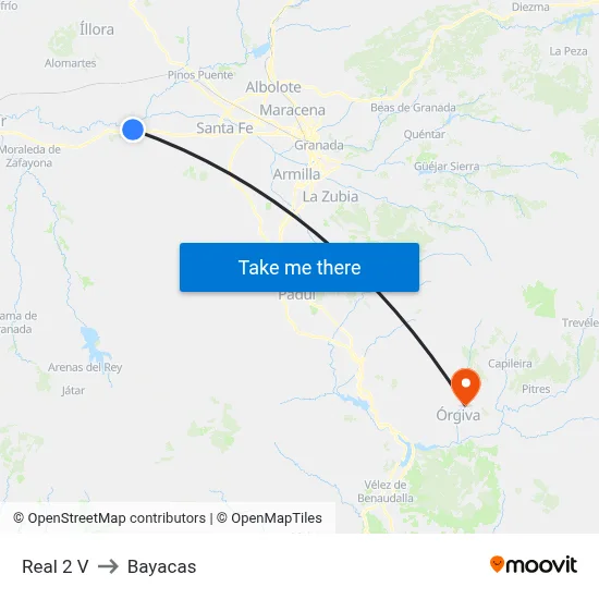 Real 2 V to Bayacas map