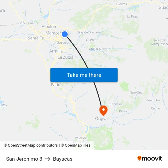 San Jerónimo 3 to Bayacas map