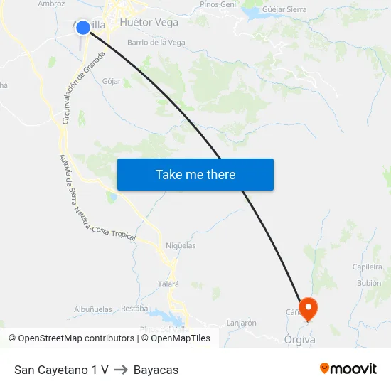 San Cayetano 1 V to Bayacas map