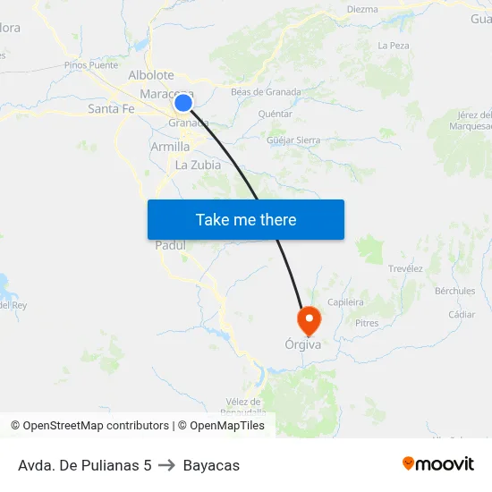 Avda. De Pulianas 5 to Bayacas map