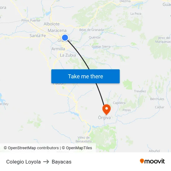 Colegio Loyola to Bayacas map