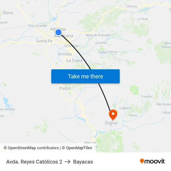 Avda. Reyes Católicos 2 to Bayacas map