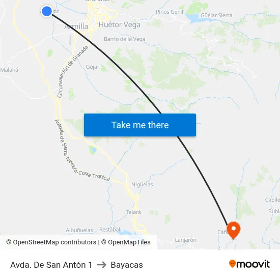 Avda. De San Antón 1 to Bayacas map