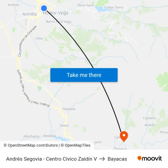 Andrés Segovia - Centro Cívico Zaidín V to Bayacas map