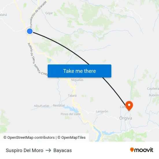 Suspiro Del Moro to Bayacas map