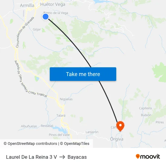 Laurel De La Reina 3 V to Bayacas map