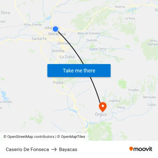 Caserío De Fonseca to Bayacas map