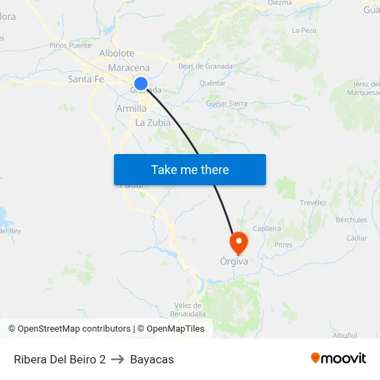 Ribera Del Beiro 2 to Bayacas map
