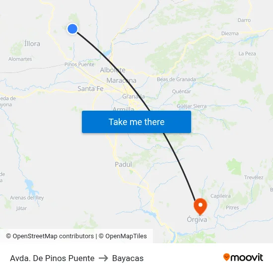 Avda. De Pinos Puente to Bayacas map