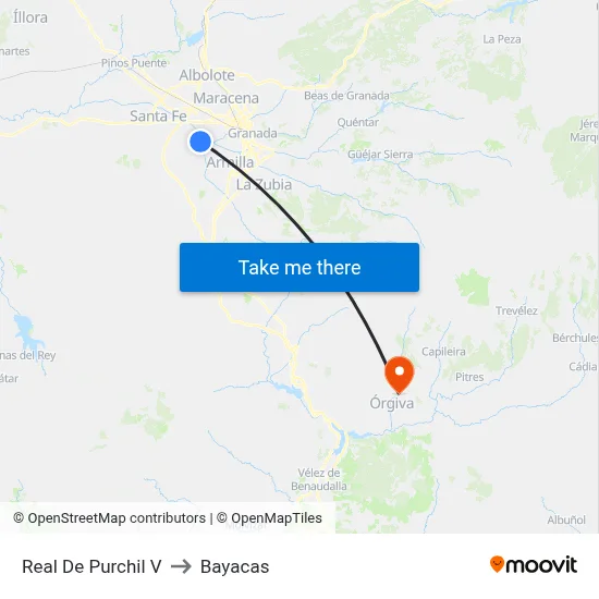 Real De Purchil V to Bayacas map
