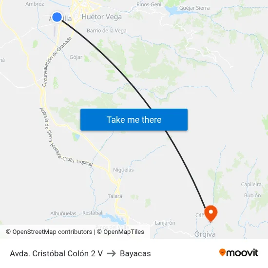 Avda. Cristóbal Colón 2 V to Bayacas map