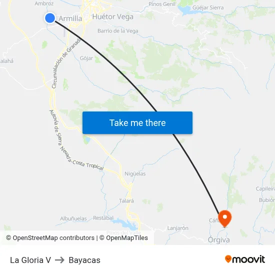 La Gloria V to Bayacas map