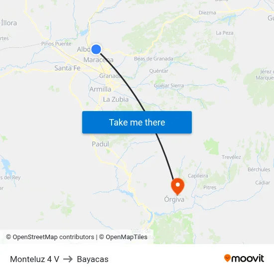 Monteluz 4 V to Bayacas map