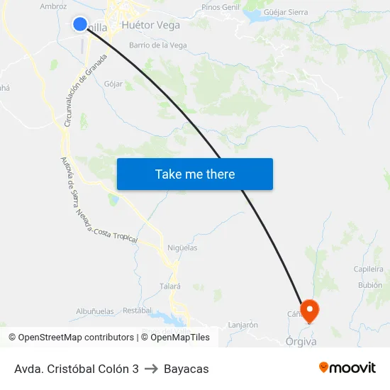 Avda. Cristóbal Colón 3 to Bayacas map