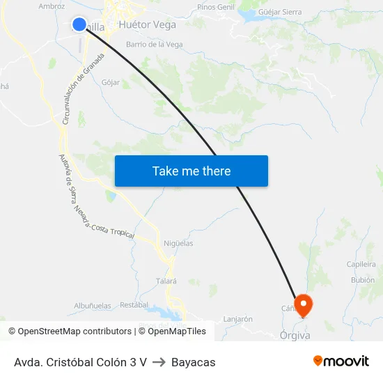 Avda. Cristóbal Colón 3 V to Bayacas map