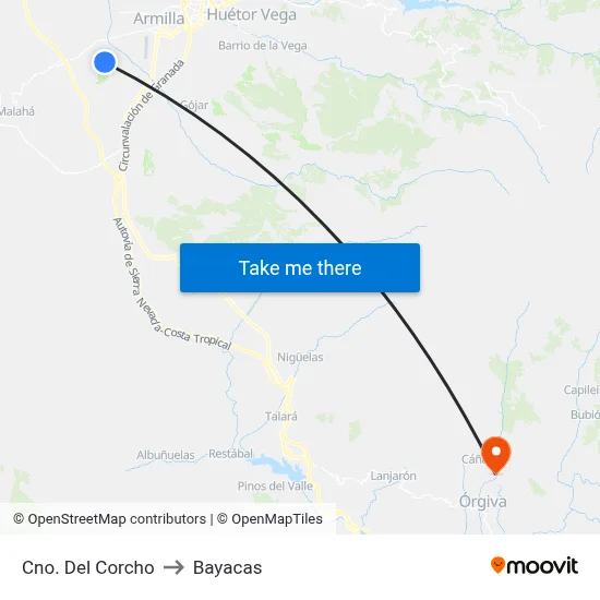 Cno. Del Corcho to Bayacas map