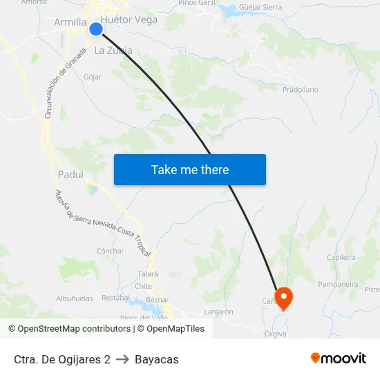 Ctra. De Ogijares 2 to Bayacas map