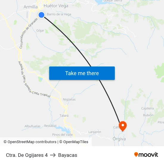 Ctra. De Ogijares 4 to Bayacas map
