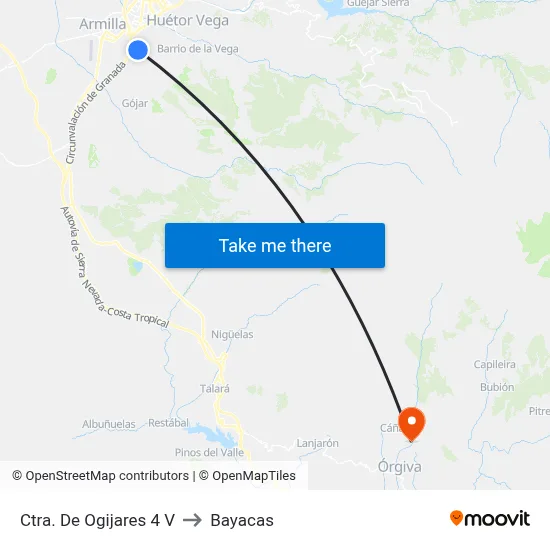 Ctra. De Ogijares 4 V to Bayacas map