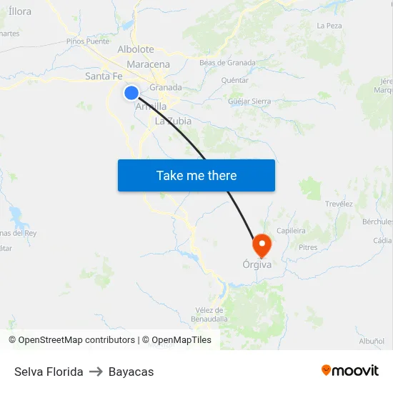 Selva Florida to Bayacas map