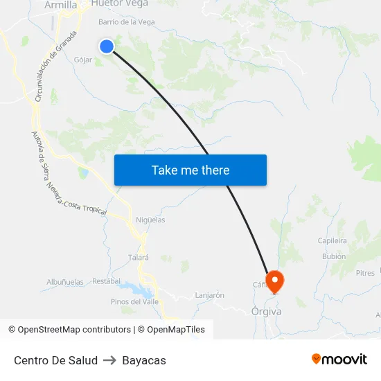 Centro De Salud to Bayacas map