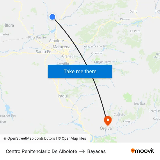 Centro Penitenciario De Albolote to Bayacas map