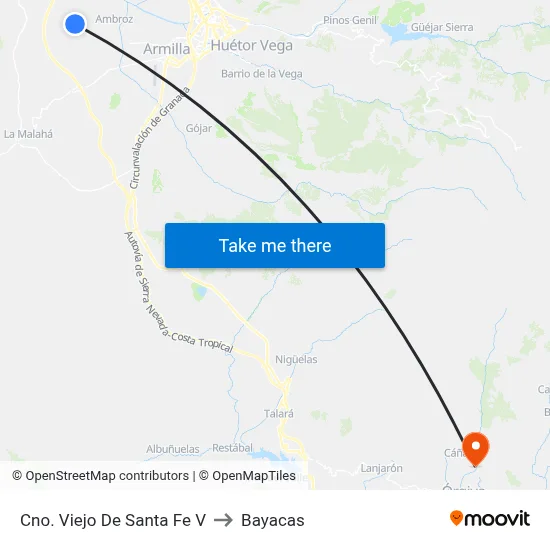 Cno. Viejo De Santa Fe V to Bayacas map