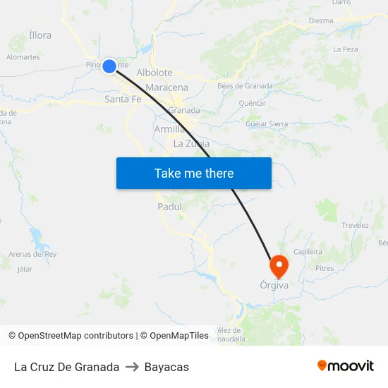 La Cruz De Granada to Bayacas map
