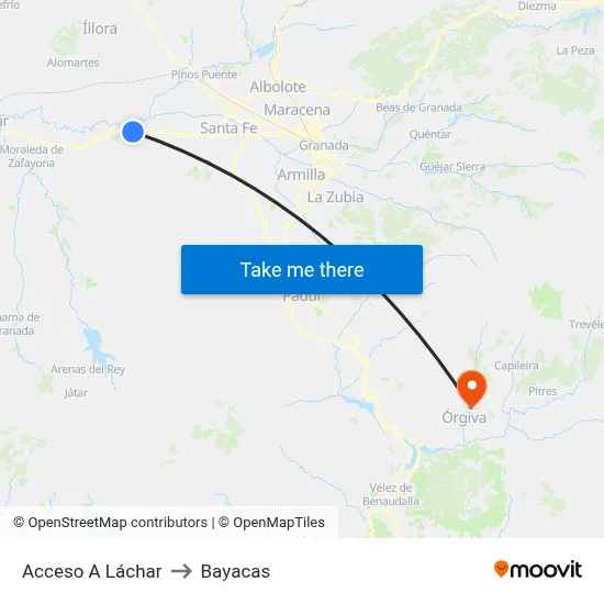 Acceso A Láchar to Bayacas map