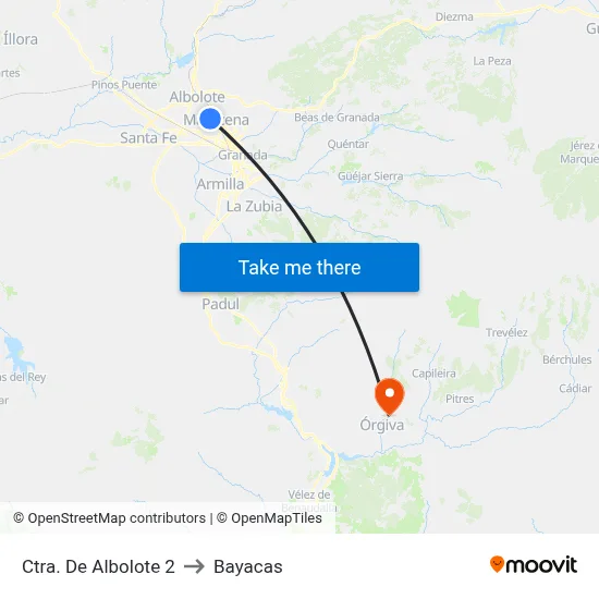 Ctra. De Albolote 2 to Bayacas map