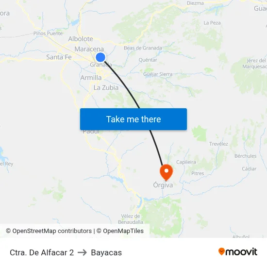 Ctra. De Alfacar 2 to Bayacas map
