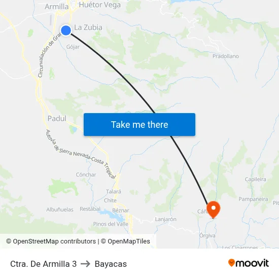 Ctra. De Armilla 3 to Bayacas map