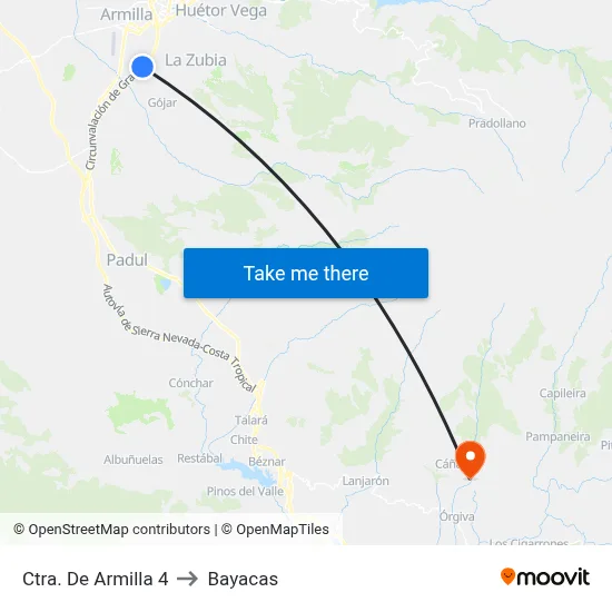 Ctra. De Armilla 4 to Bayacas map