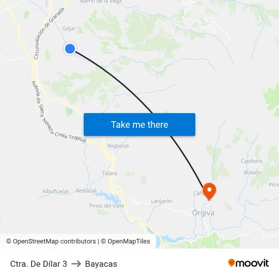 Ctra. De Dílar 3 to Bayacas map