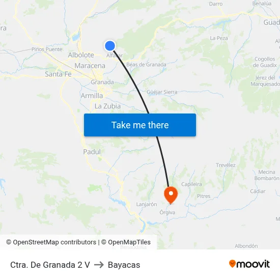 Ctra. De Granada 2 V to Bayacas map