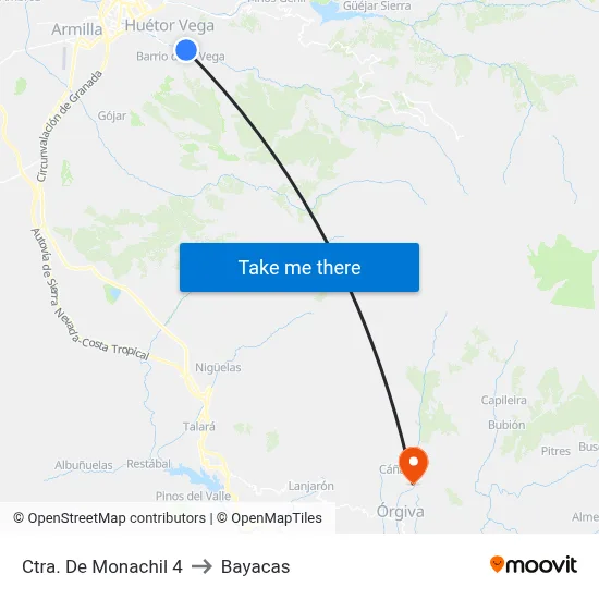 Ctra. De Monachil 4 to Bayacas map
