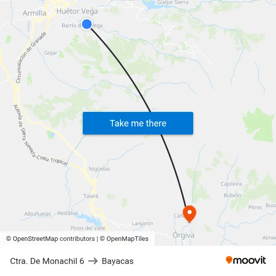 Ctra. De Monachil 6 to Bayacas map