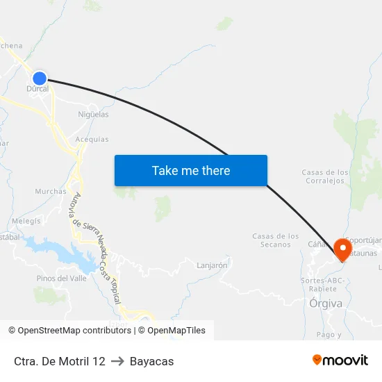 Ctra. De Motril 12 to Bayacas map