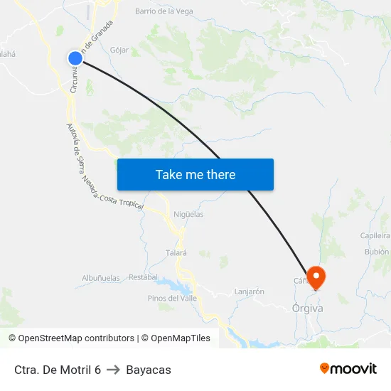 Ctra. De Motril 6 to Bayacas map