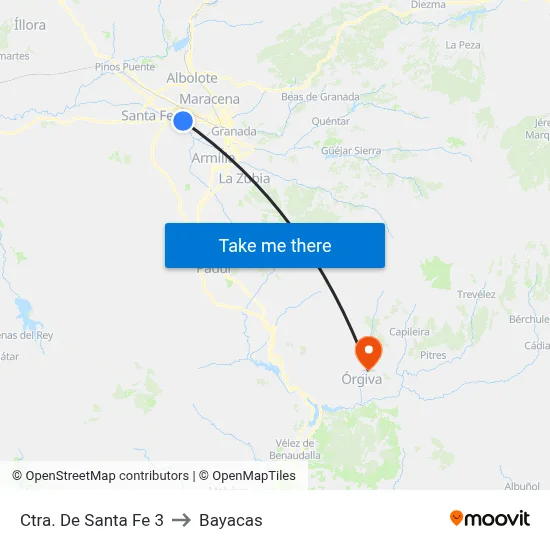 Ctra. De Santa Fe 3 to Bayacas map