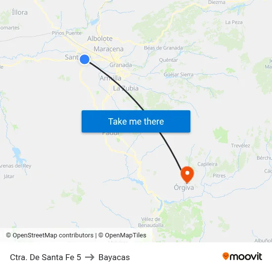 Ctra. De Santa Fe 5 to Bayacas map