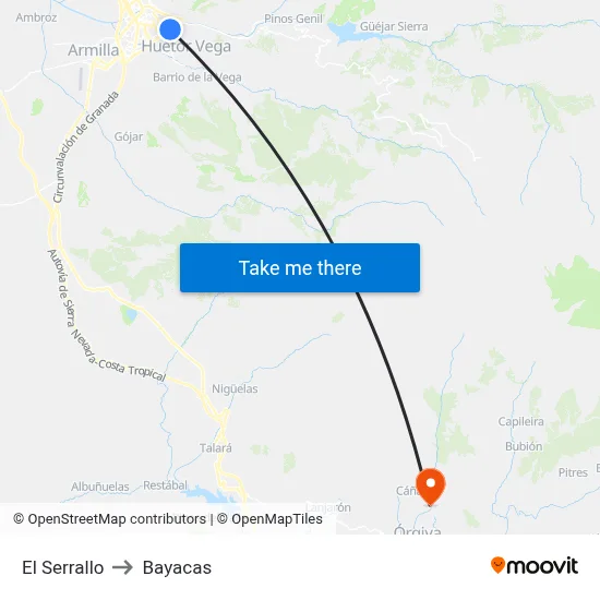 El Serrallo to Bayacas map
