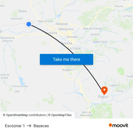 Escóznar 1 to Bayacas map