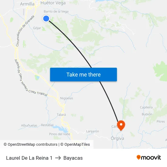 Laurel De La Reina 1 to Bayacas map